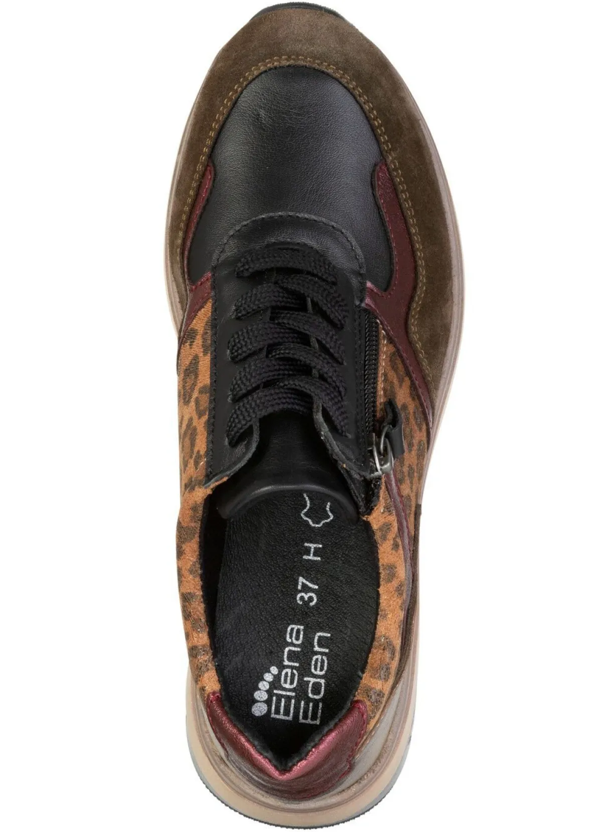 Hot ELENA EDEN , trendige Damen-Sneaker, Weite H, mit herausnehmbarem Fußbett BRAUN-BUNT