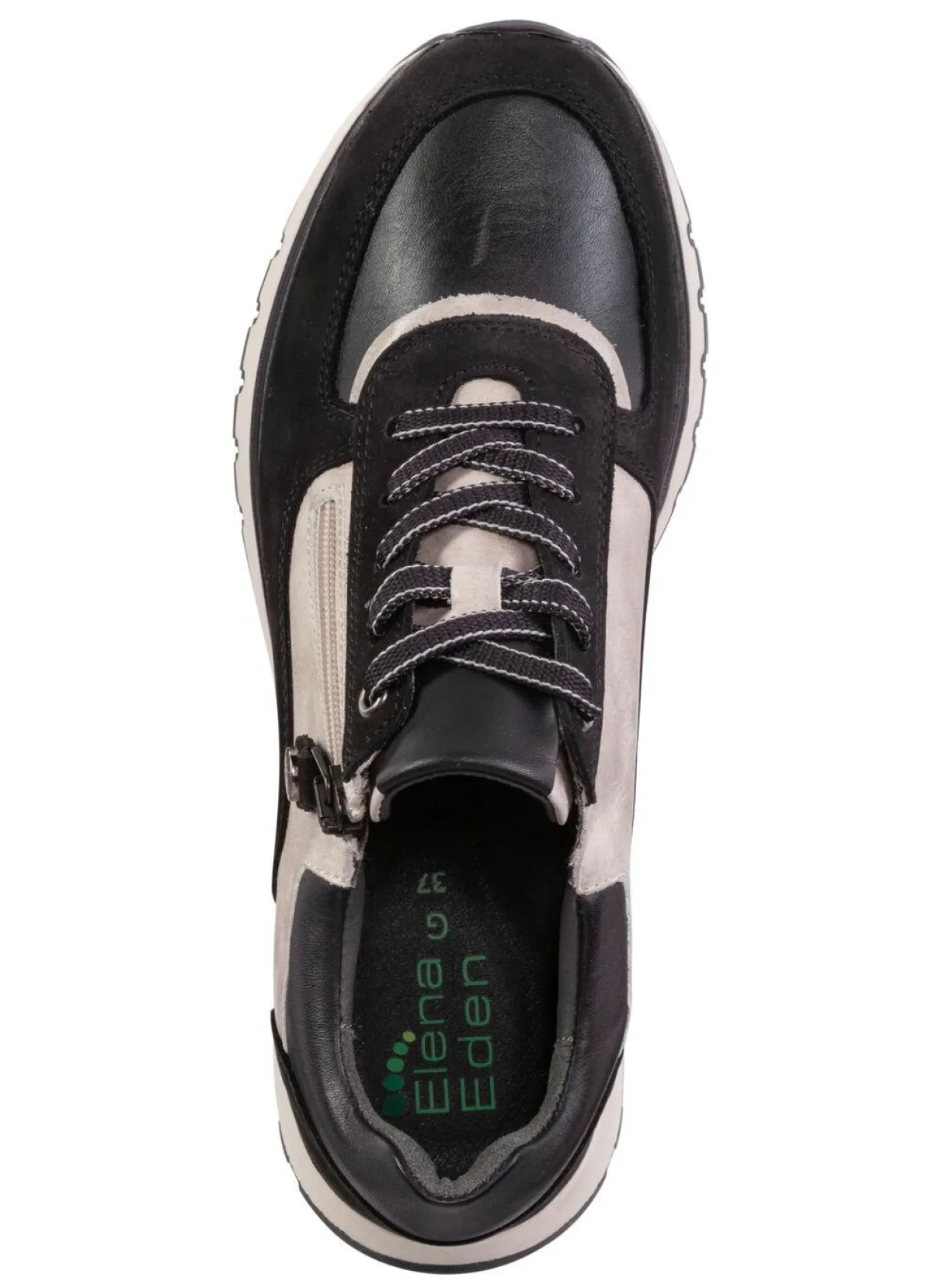 Sale ELENA EDEN , trendige Damen-Sneaker, Weite G, mit herausnehmbarem Fußbett SCHWARZ-KIESEL
