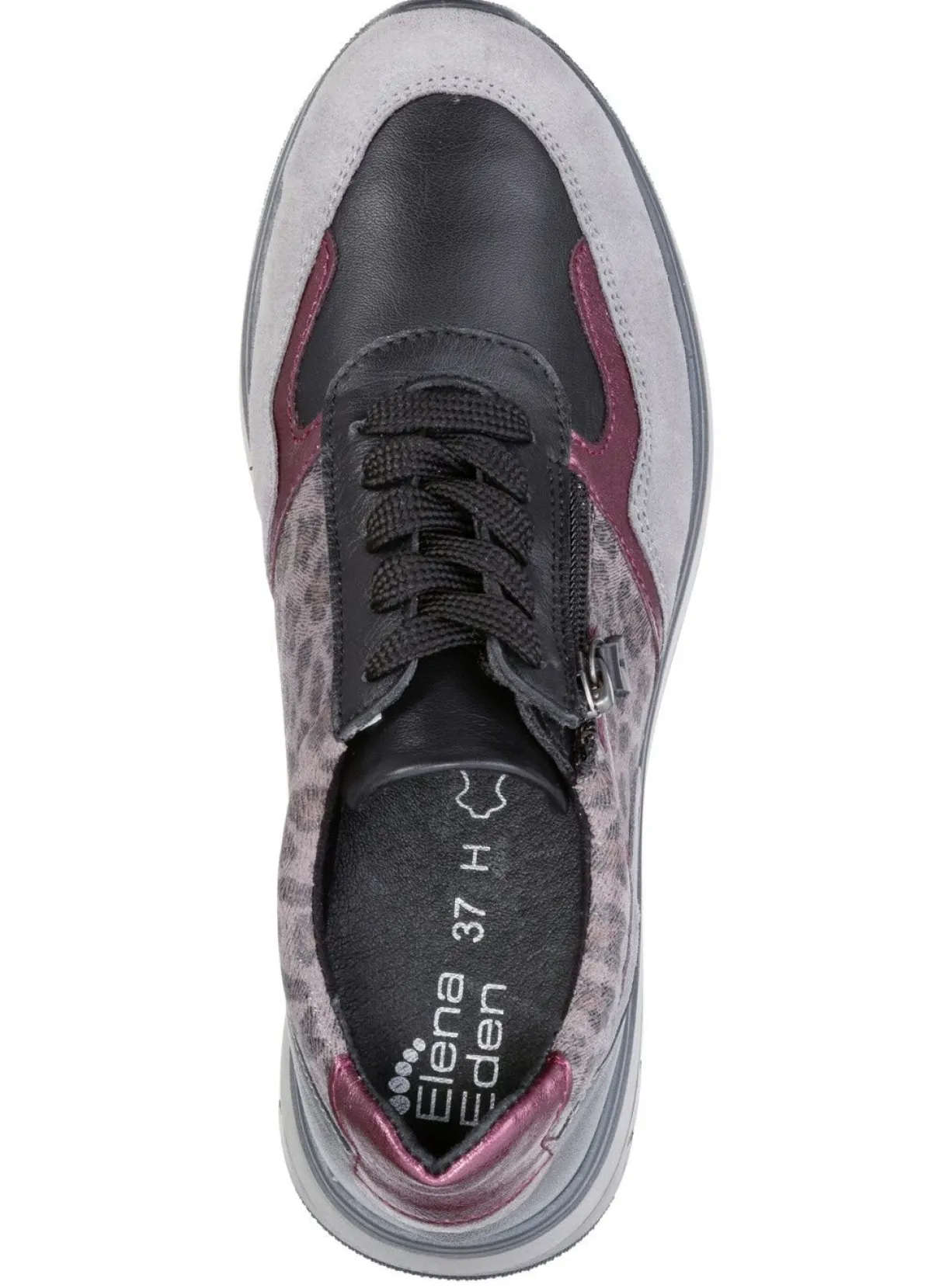 Clearance ELENA EDEN , trendige Damen-Sneaker, Weite H, mit herausnehmbarem Fußbett GRAU-BUNT