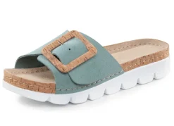 Online ELENA EDEN , trendige Damen-Pantoletten, aus Leder BLEU