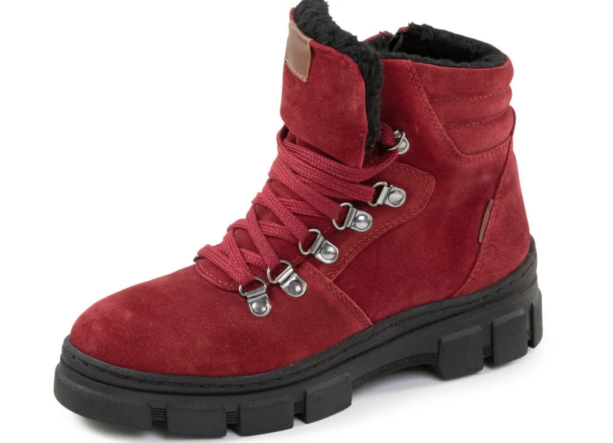 Sale ELENA EDEN , warme Damen-Boots, Winterschuhe, Weite H, mit herausnehmbarem Fußbett RUBINROT