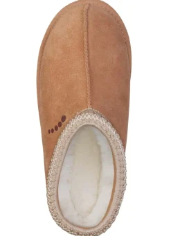 Outlet ELENA EDEN , warme Damen-Clogs, mit Lammfell CAMEL