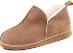 Online ELENA EDEN , warme Damen-Hausschuhe, Weite G, mit Lammfell TABAKBRAUN