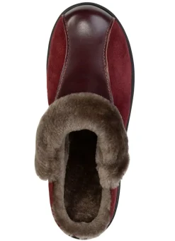 Discount ELENA EDEN , warme Damen-Hausschuhe, Weite H, mit Lammfell BURGUND