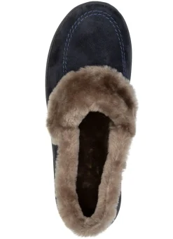 Best BADER ELENA EDEN, warme Damen-Hausschuhe, Weite H, mit Lammfell MARINE