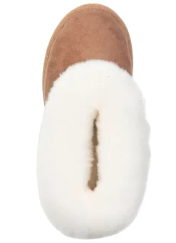 Outlet ELENA EDEN , warme Damen-Hausschuhe, Weite G, mit Lammfell TABAKBRAUN