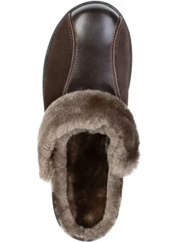 Clearance ELENA EDEN , warme Damen-Hausschuhe, Weite H, mit Lammfell MOKKA
