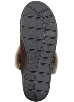 Clearance ELENA EDEN , warme Damen-Hausschuhe, Weite H, mit Lammfell MOKKA
