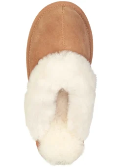 Best ELENA EDEN , warme Damen-Hausschuhe, mit Lammfell CAMEL