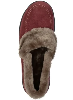 Hot BADER ELENA EDEN, warme Damen-Hausschuhe, Weite H, mit Lammfell BORDEAUX