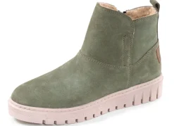 ELENA EDEN , warme Damen-Stiefeletten, Winterschuhe, Weite H, mit herausnehmbarem Fußbett OLIV