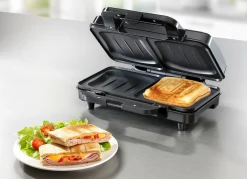 Clearance BADER Emerio Sandwichmaker für den leckeren Snack zwischendurch SILBER-SCHWARZ