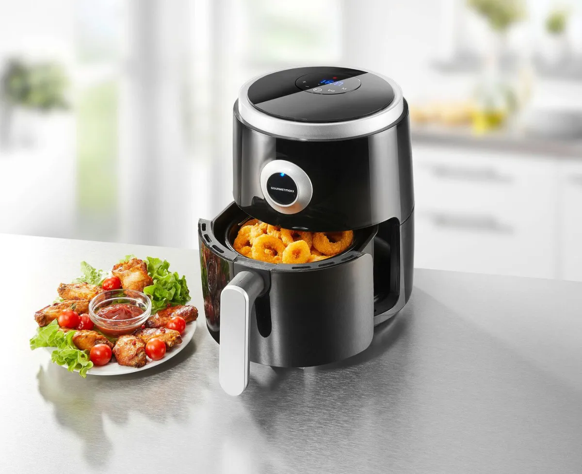 Discount BADER Energiesparende Heißluftfritteuse SCHWARZ-SILBER