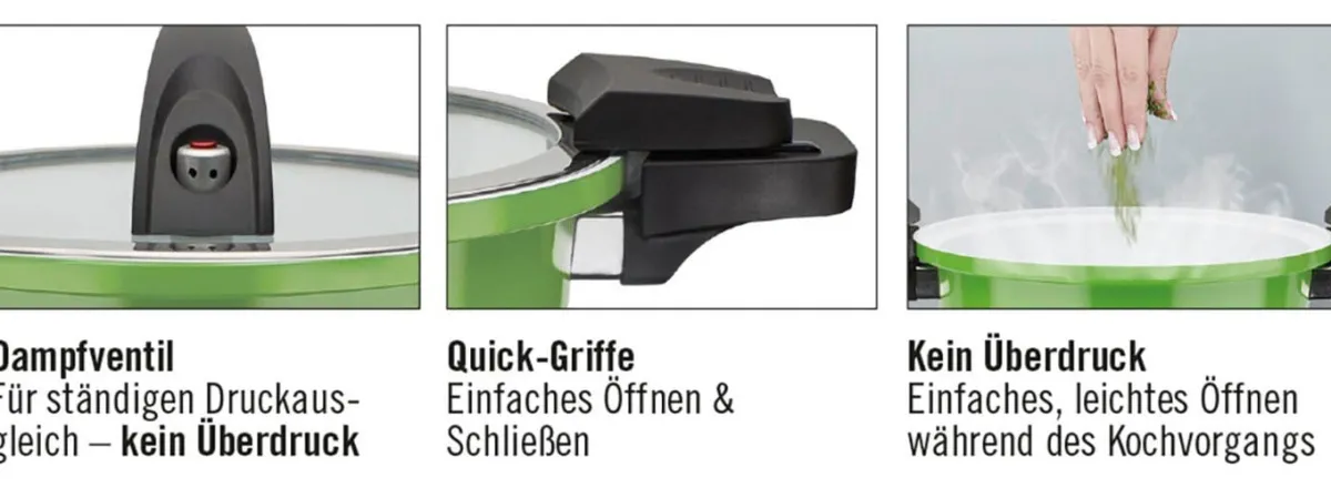 Hot BADER Energiespartopf mit Niedrigdruck-Schnellkochtopfdeckel GRÜN