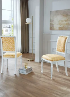 Discount BADER Esszimmerstühle mit Gestell aus massivem Buchenholz WEISS-GOLD