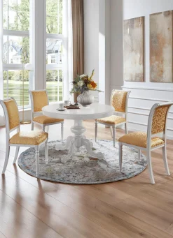 Discount BADER Esszimmerstühle mit Gestell aus massivem Buchenholz WEISS-GOLD