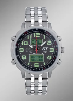 New ETT -Funk-Solar-Herrenuhr mit Edelstahlbandgehäuse