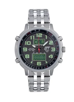 New ETT -Funk-Solar-Herrenuhr mit Edelstahlbandgehäuse