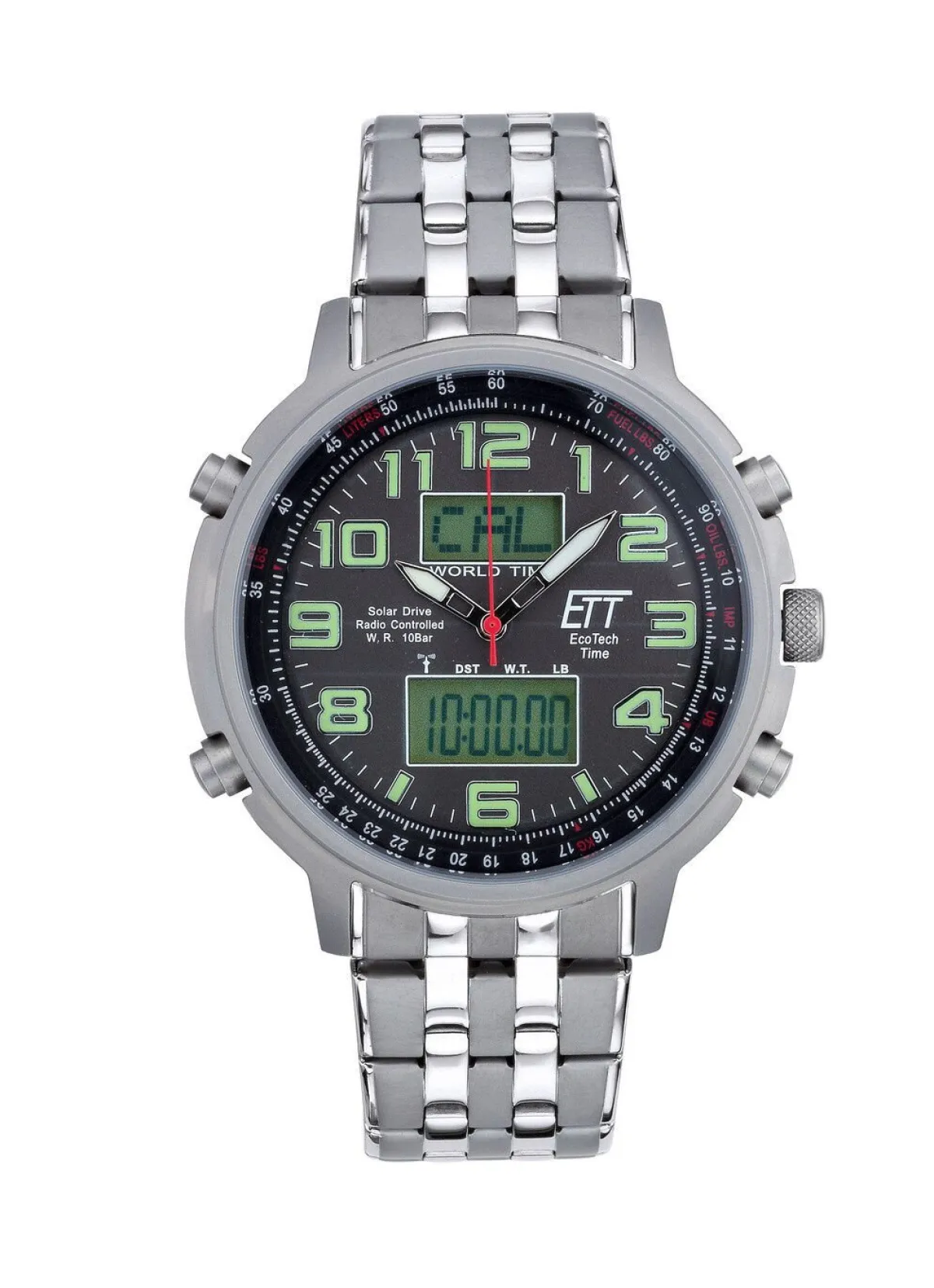New ETT -Funk-Solar-Herrenuhr mit Edelstahlbandgehäuse