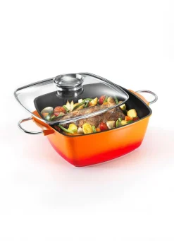 Clearance KING Extra hoher Aluguss-Bräter von mit Antihaft-Beschichtung ORANGE