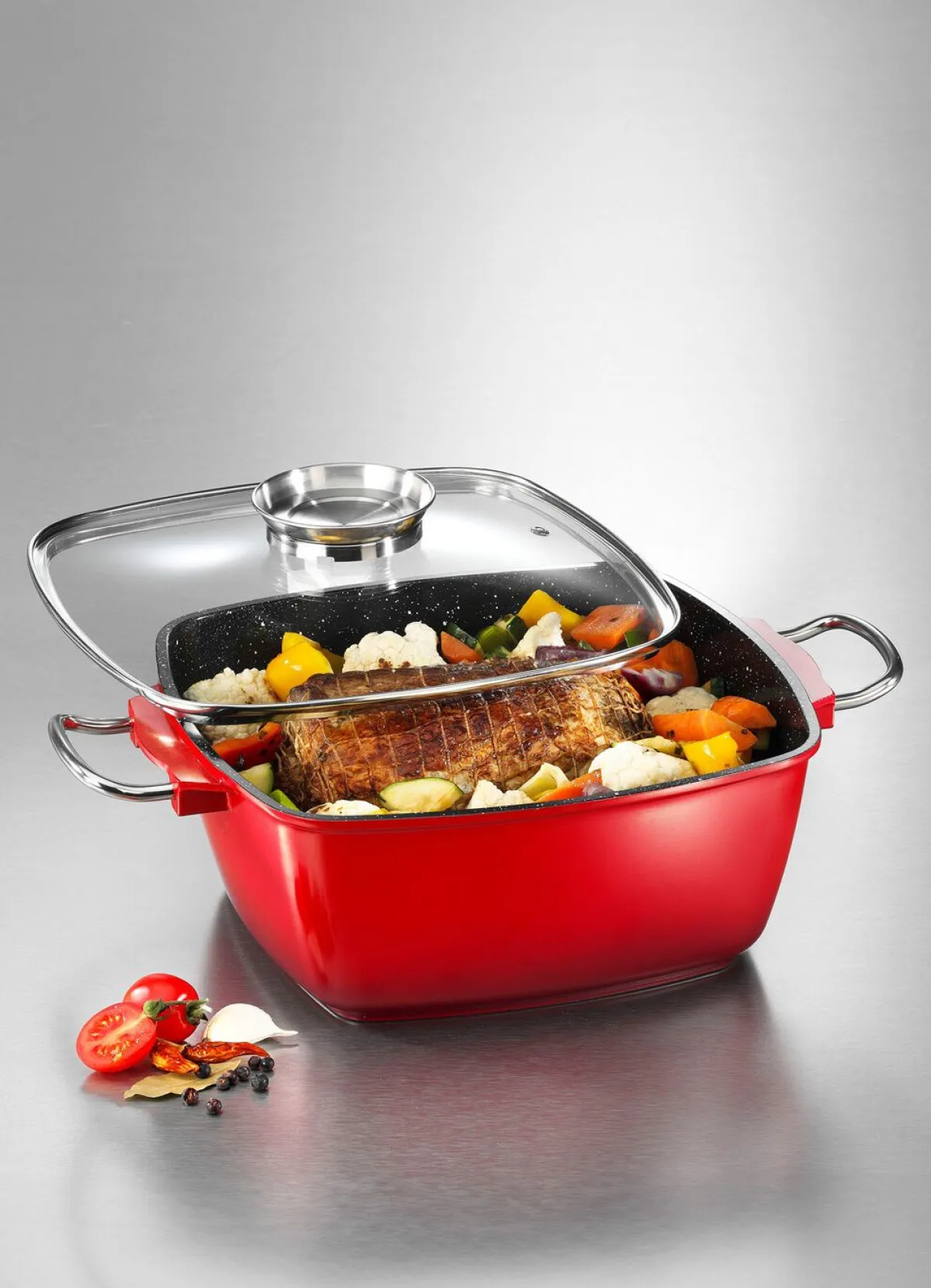 Clearance KING Extra hoher Aluguss-Bräter von mit Antihaft-Beschichtung ROT