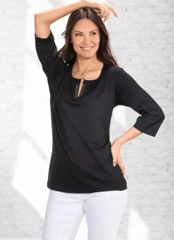Hot BADER Exzellentes Shirt mit Faltenlegung in 2 Farben SCHWARZ