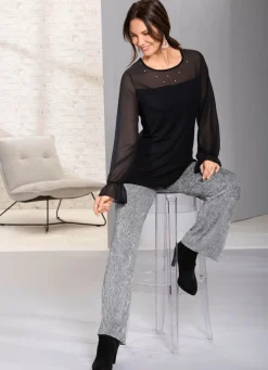 Online BADER Exzellentes Shirt mit Chiffon-Verarbeitung SCHWARZ