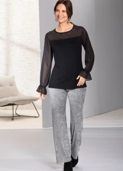 Online BADER Exzellentes Shirt mit Chiffon-Verarbeitung SCHWARZ