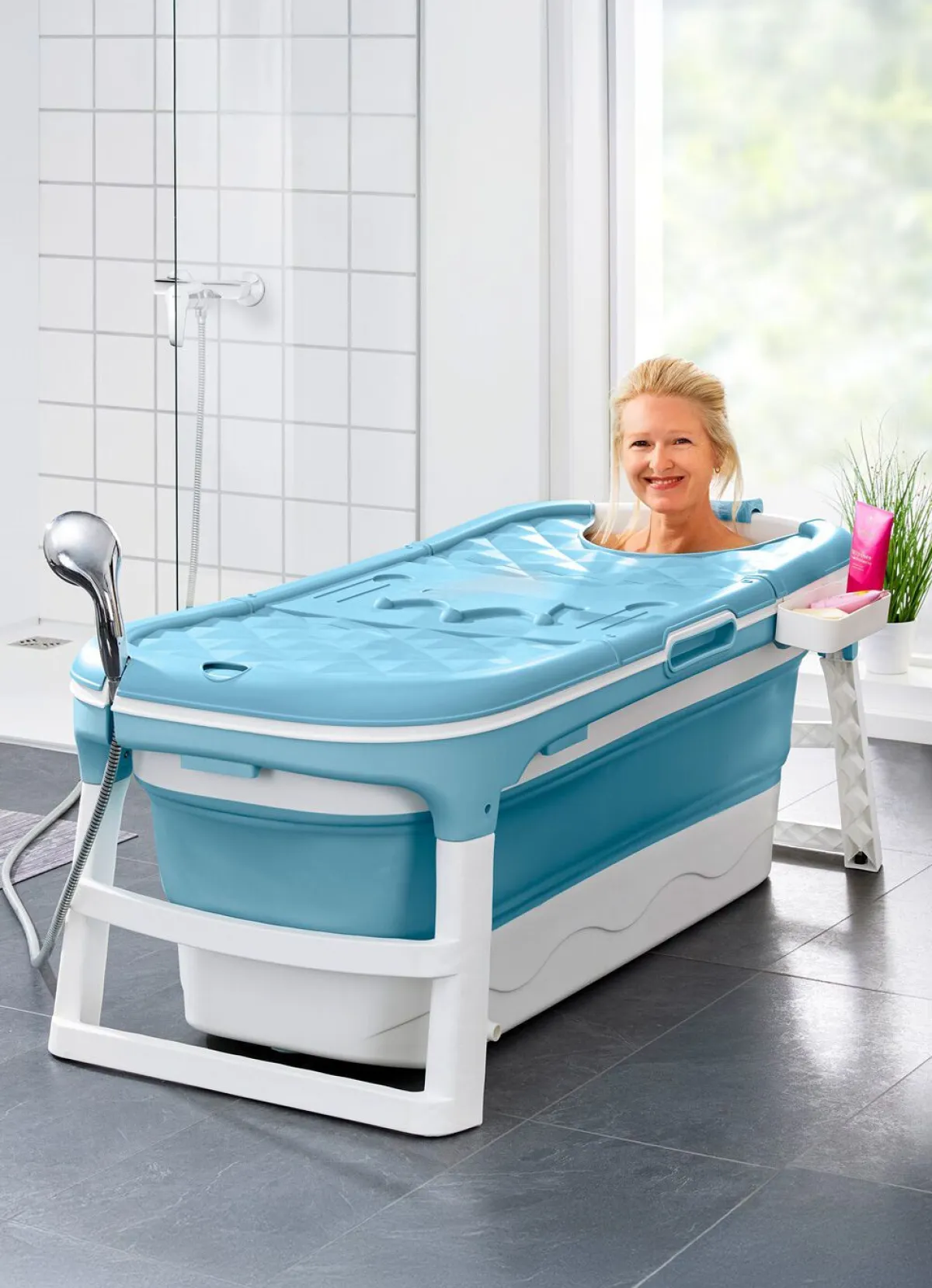 Sale BADER Faltbare Badewanne BLAU-WEISS