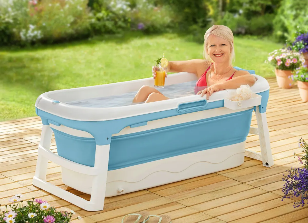 Sale BADER Faltbare Badewanne BLAU-WEISS