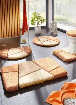 Clearance BADER Farbenfrohe Badgarnitur mit rutschhemmender Rückseite CREME