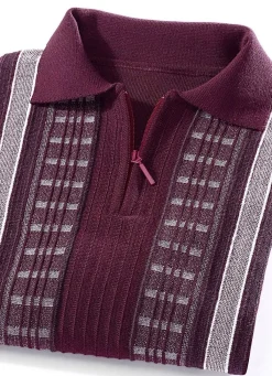 Clearance BADER Faszinierender Polopullover mit kurzem Reißverschluss BORDEAUX MELIERT