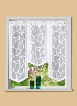 Discount BADER Fensterbehang mit Stangendurchzug, 3-teilig WEISS