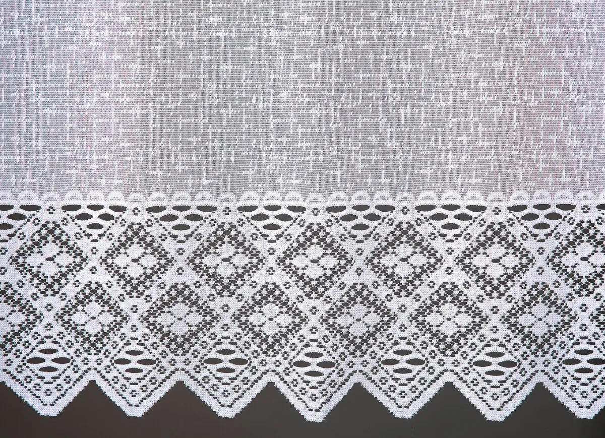 Outlet BADER Fensterdekoration Häkelborte aus Jacquard WEISS