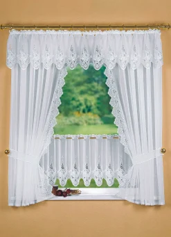 Sale BADER Fensterdekoration mit aufwendiger Plauener Stickerei WEISS