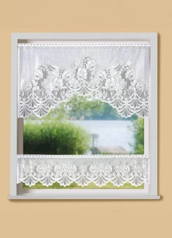 Discount BADER Fensterset, 2-teilig, mit Stangendurchzug WEISS