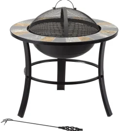 Outlet BADER Feuerstelle Stonegate mit stilvollem Schiefer-Mosaik-Finish SCHWARZ