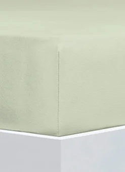 Hot FLORELLA Flausch-Biber-Spannbetttücher aus Baumwolle GRÜN