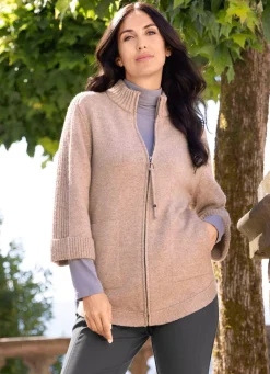 Discount RABE Flauschig weiche Strickjacke SAND MELIERT