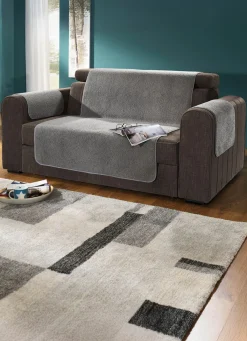 Outlet BADER Flauschige Sessel-, Couch- und Armlehnenschoner GRAU