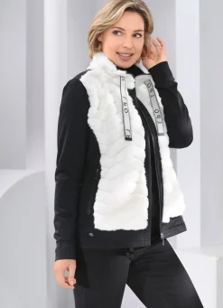 Discount Linea Primero Fleecejacke im aktuellen Materialmix SCHWARZ-NATURWEISS