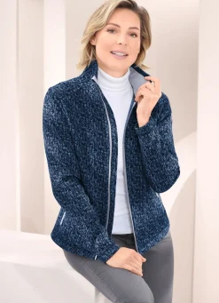 Hot BADER Fleecejacke in Strickoptik BLAU-BLEU