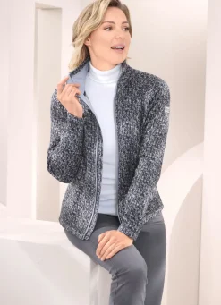 Discount BADER Fleecejacke in Strickoptik SCHWARZ-GRAU
