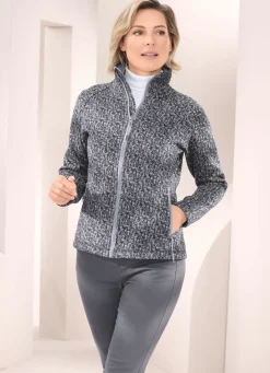 Discount BADER Fleecejacke in Strickoptik SCHWARZ-GRAU
