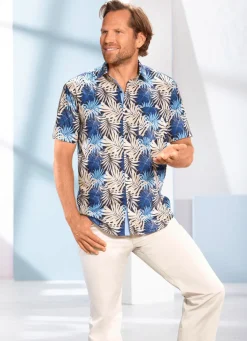 Clearance MILANO ITALY Flott dessiniertes ""-Hemd BLAU-BEIGE GEMUSTERT