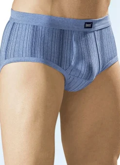 Sale BADER Fünferpack Slips aus Feinripp mit Eingriff 3X JEANSBLAU MELIERT, 2X HELLGRAU MELIERT