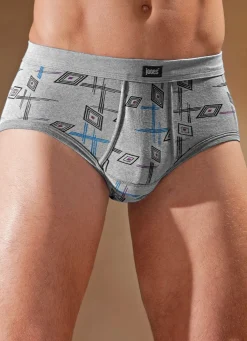Discount BADER Fünferpack Slips aus Feinripp mit Eingriff 3X JEANSBLAU MELIERT-BUNT, 2X GRAU MELIERT-BUNT