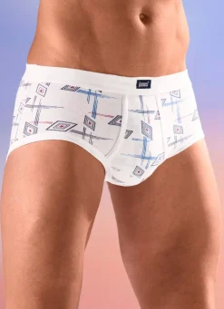 Clearance BADER Fünferpack Slips mit Alloverdessin 3X WEISS-BUNT, 2X MARINE-BUNT