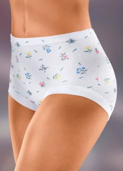Clearance BADER Fünferpack Slips mit auswechselbarem Gummizug 3X WEISS-BUNT BEDRUCKT, 2X WEISS