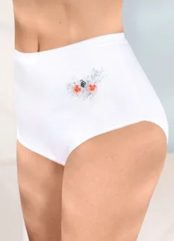 BADER Fünferpack Slips mit Blumemotiv 5X WEISS
